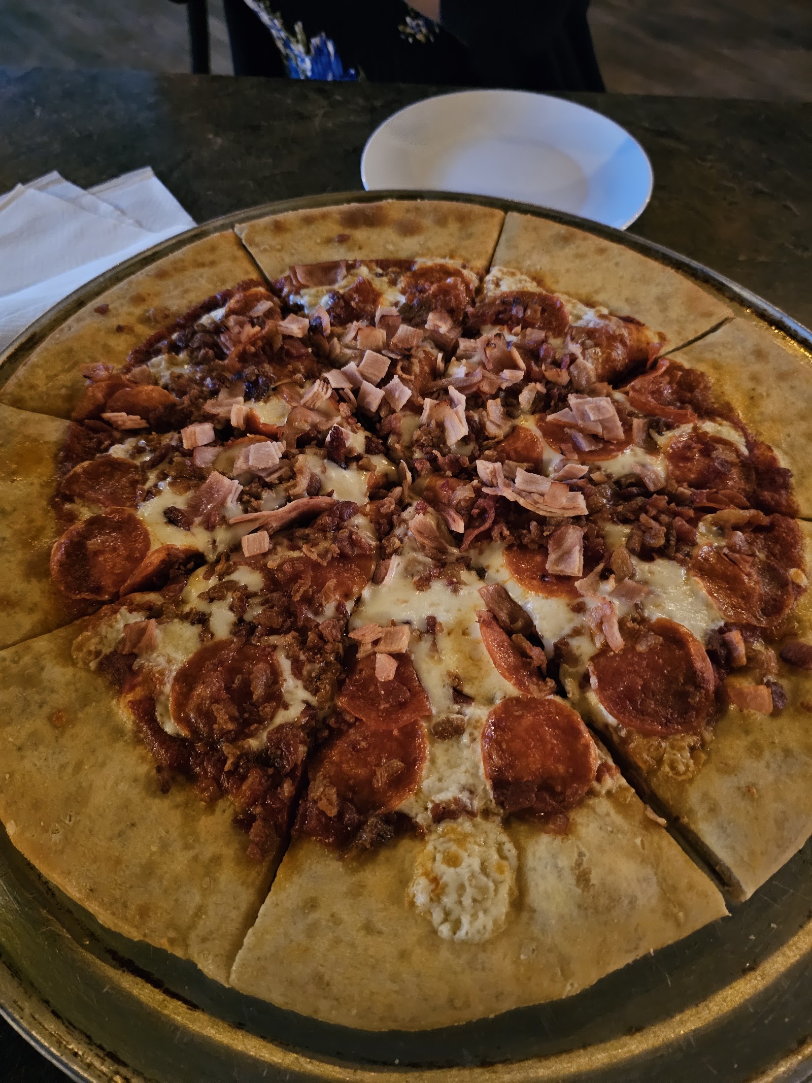 Pepperoni and bacon flatbread pizza at Old 181 Bar and Grill